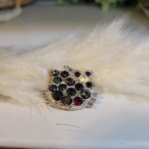 FREE W/ BUNDLE Hello Kitty Silver Tone Rainbow Colorful Rhinestone Pendant Charm